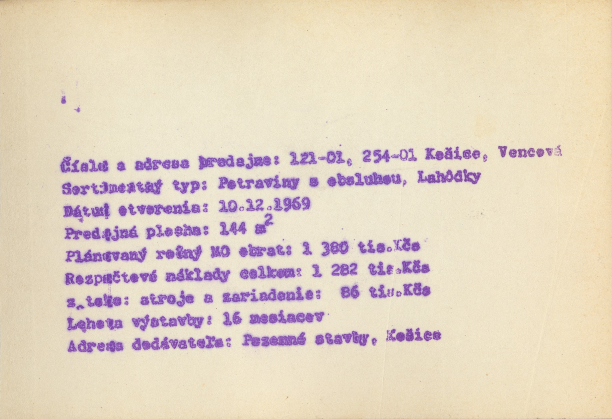 Katalog 1970 Košice: Košice, Vencová