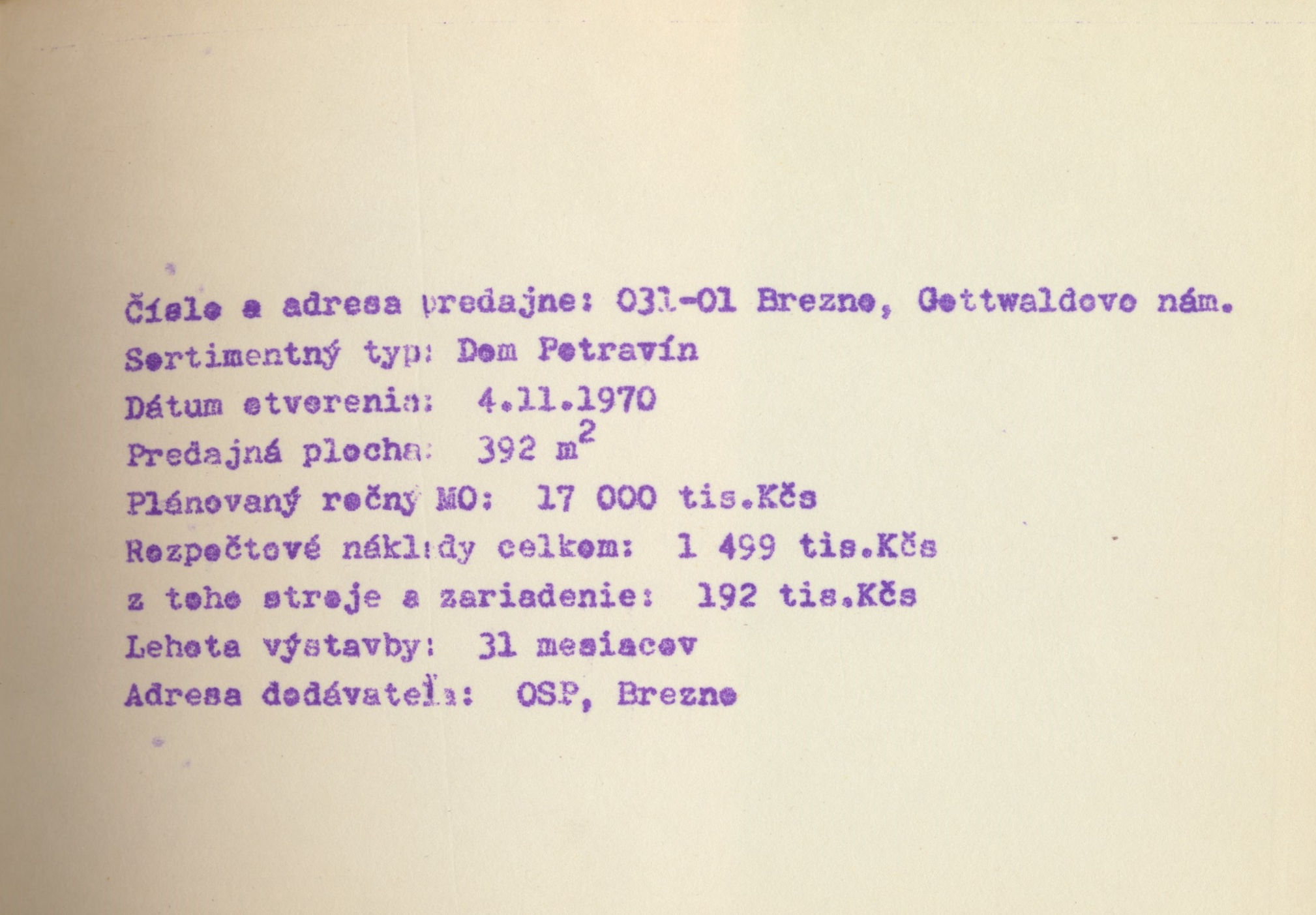 Katalog 1969 Banská Bystrica: Brezno, Gottwaldovo nám.