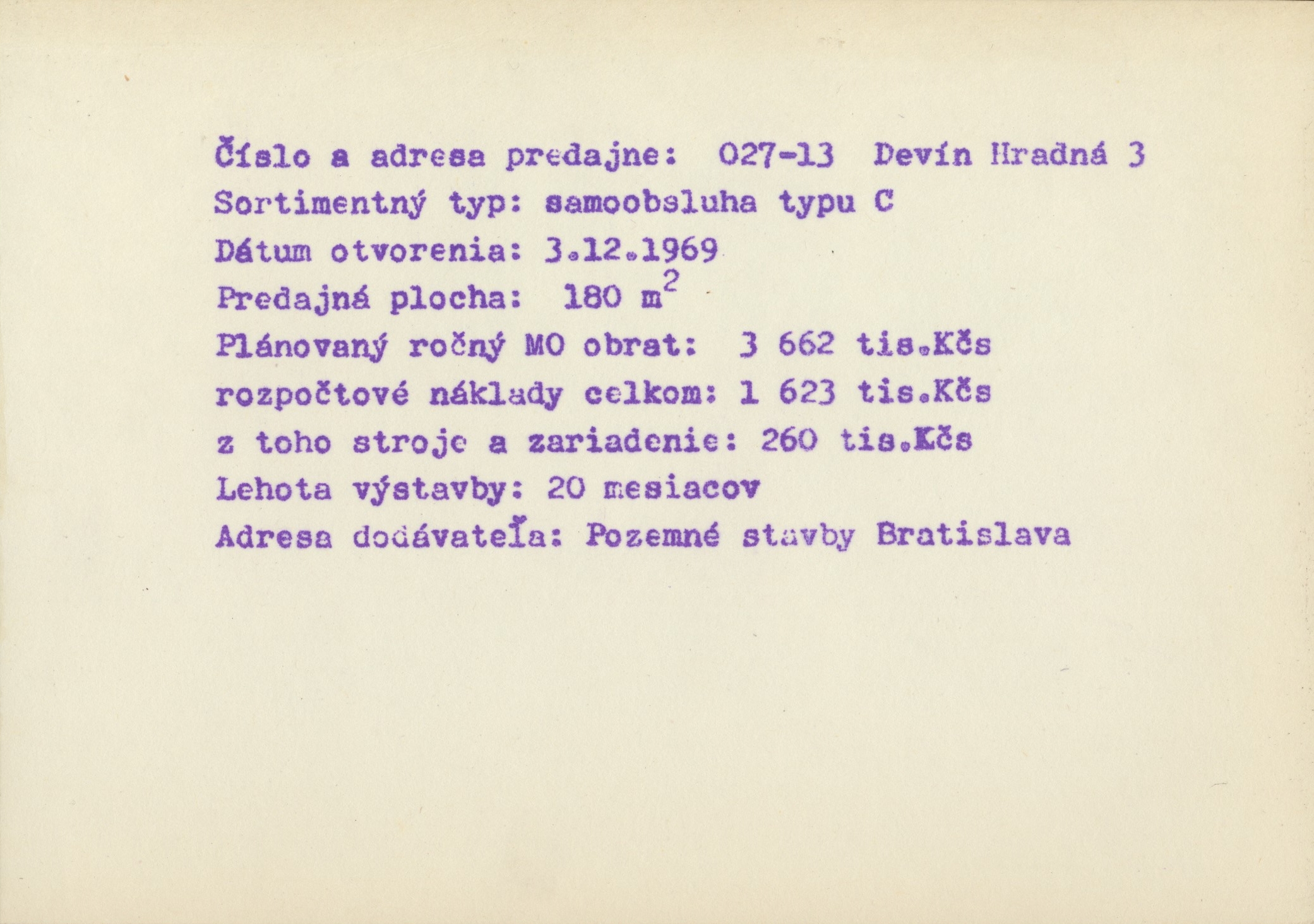 Katalog 1969 Bratislava: Devín Hradná 3